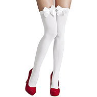 Boland White knee high socks with white bow - Costume Accessory