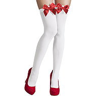 Boland White knee high socks with red bow - Costume Accessory
