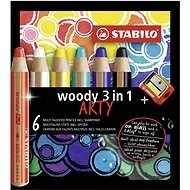 Stabilo Buntstifte "Woody ARTY 3 in 1", 6 verschiedene Farben, rund, dick, STABILO - Buntstifte