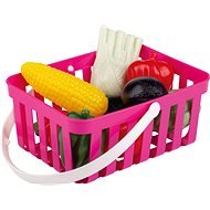 Androni Nákupný košík so zeleninou – 10 kusov, ružový - Detský nákupný košík