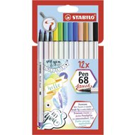 STABILO Pen 68 brush 12 colours - Felt Tip Pens