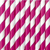 Paper straws, pink, striped, 10pcs - Straw