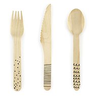 Wooden Cutlery, Black Pattern, 18 pcs - Cutlery Set