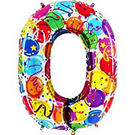 Foil Balloon, 102cm, Number "0", Coloured - Balloons