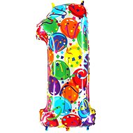Foil Balloon, 102cm, Number "1", Coloured - Balloons