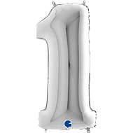 Foil Balloon, 102cm, Number "1", Silver - Balloons