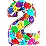 Foil Balloon, 102cm, Number "2", Coloured - Balloons