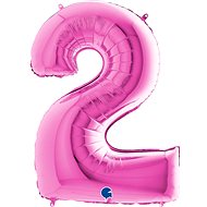 Foil Balloon, 102cm, Number "2", Pink - Balloons