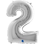 Foil Balloon, 102cm, Number "2", Silver - Balloons