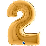 Foil Balloon, 102cm, Number "2", Gold - Balloons