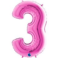 Foil Balloon, 102cm, Number "3", Pink - Balloons