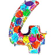 Foil Balloon, 102cm, Number "4", Coloured - Balloons