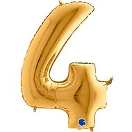 Foil Balloon, 102cm, Number "4", Gold - Balloons