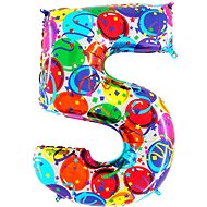 Foil Balloon, 102cm, Number "5", Coloured - Balloons