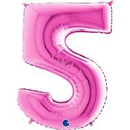 Foil Balloon, 102cm, Number "5", Pink - Balloons