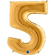 Foil Balloon, 102cm, Number "5", Gold - Balloons