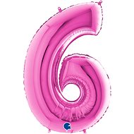 Foil Balloon, 102cm, Number "6" Pink - Balloons