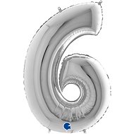 Foil balloon, 102cm, Number "6" Silver - Balloons