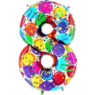 Foil Balloon, 102cm, Number "8", Coloured - Balloons