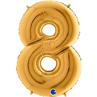 Foil Balloon, 102cm, Number "8", Gold - Balloons