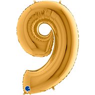 Foil Balloon, 102cm, Number "9", Gold - Balloons