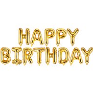 Foil Balloon, 340x35cm, Happy Birthday, Gold - Balloons