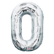 Foil Balloon, 35cm, Number "0", Silver - Balloons