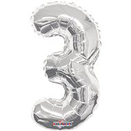 Foil Balloon, 35cm, Number "3", Silver - Balloons