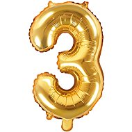 Foil balloon, 35cm, number "3"gold - Balloons