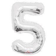 Foil Balloon, 35cm, Number "5", Silver - Balloons