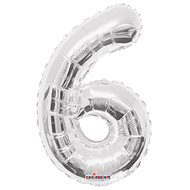 Foil Balloon, 35cm, Number "6", Silver - Balloons