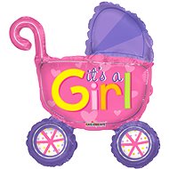 Foil Balloon, 35cm, Pram, Girl - Balloons