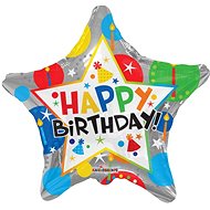 Foil Balloon, 46cm, Star, Birthday Silver - Balloons