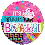 Foil Balloon, 46cm, Circle, Cupcake, Your Birthday - Balloons
