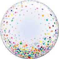 Foil balloon, 61cm, plastic, transparent, with coloured confetti - Balloons