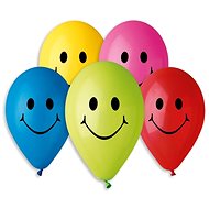 Inflatable Balloons, 26cm, Smiley, Mixed Colours, 10pcs - Balloons