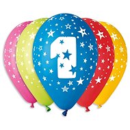 Inflatable Balloons, 30cm, Number "1", Mixed Colours, 5pcs - Balloons