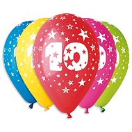 Inflatable Balloons, 30cm, Number "10", Mixed Colours, 5pcs - Balloons