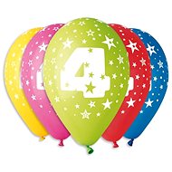 Inflatable Balloons, 30cm, Number "4", Mixed Colours, 5pcs - Balloons