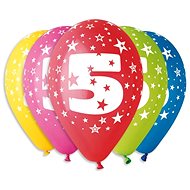 Inflatable Balloons, 30cm, Number "5", Mixed Colours, 5pcs - Balloons