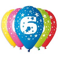 Inflatable Balloons, 30cm, Number "6", Mixed Colours, 5pcs - Balloons