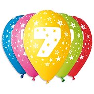 Inflatable Balloons, 30cm, Number "7", Mixed Colours, 5pcs - Balloons
