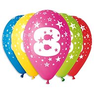 Inflatable Balloons, 30cm, Number "8", Mixed Colours, 5pcs - Balloons