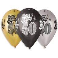 SMART BALLOONS Inflatable balloons, 30cm, Happy Birthday "50", Mixed Colours, 5pcs - Balloons