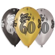 SMART BALLOONS Inflatable balloons, 30cm, Happy Birthday "60", Mixed Colours, 5pcs - Balloons