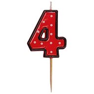 Birthday Candle, 5cm, Number "4", Red - Candle