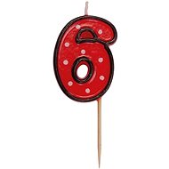 Birthday Candle, 5cm, Number "6", Red - Candle