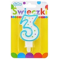 Birthday Candle, 7.5cm, Number "3", Coloured - Candle