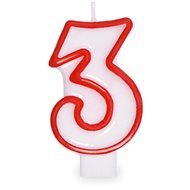 Birthday Candle, 7.5cm, Number "3", White - Candle