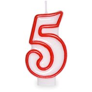 Birthday Candle, 7.5cm, Number "5", White - Candle